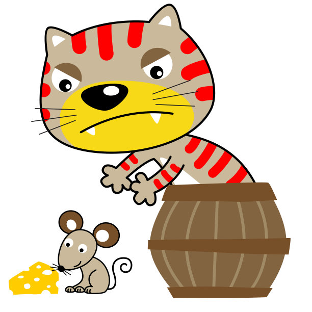 卡通猫试图抓住一只小老鼠图片下载