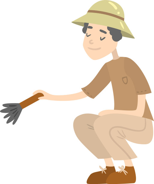 女考古学家格栅孤立图片下载