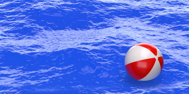 浮动充气彩球在水的背景，侧视图复制空间图片下载