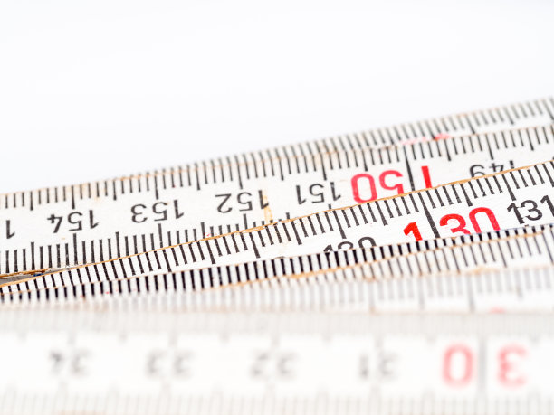 白色背景上折叠规则缩放的特写图片下载