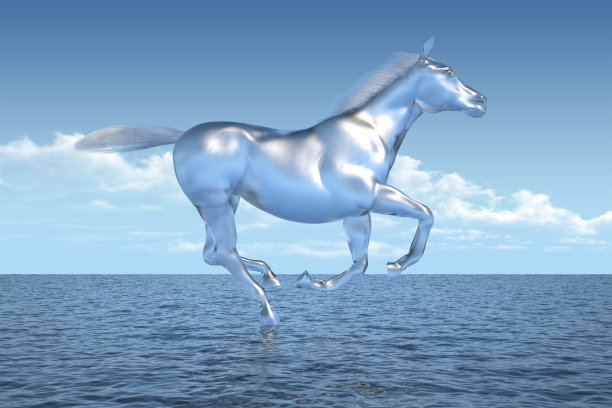 冰雕的海中奔跑的马图片下载