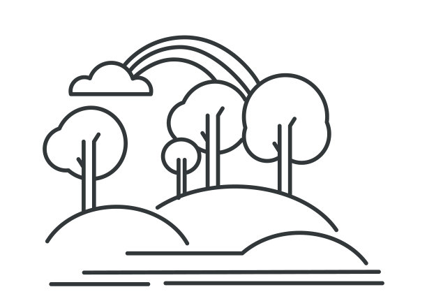 山水以彩虹轮廓勾勒山峦图片下载