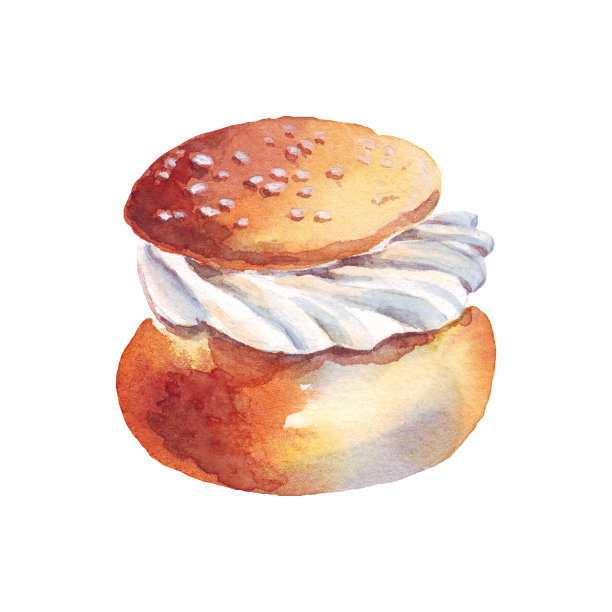 蛋糕。甜点。水彩插图。手绘图片下载