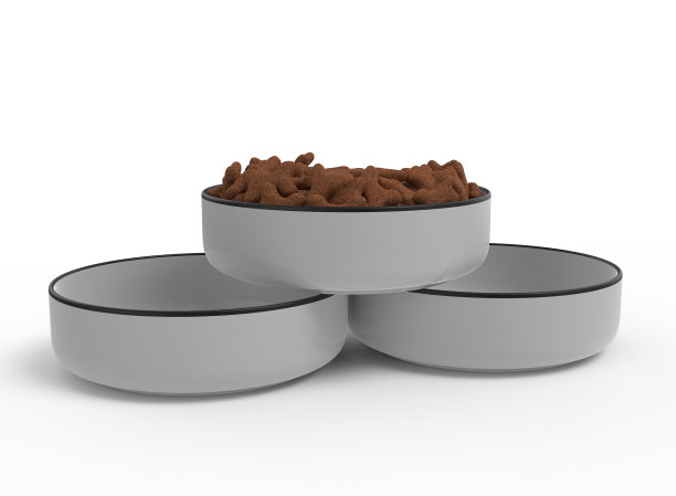 三个带饲料模型的宠物碗图片下载