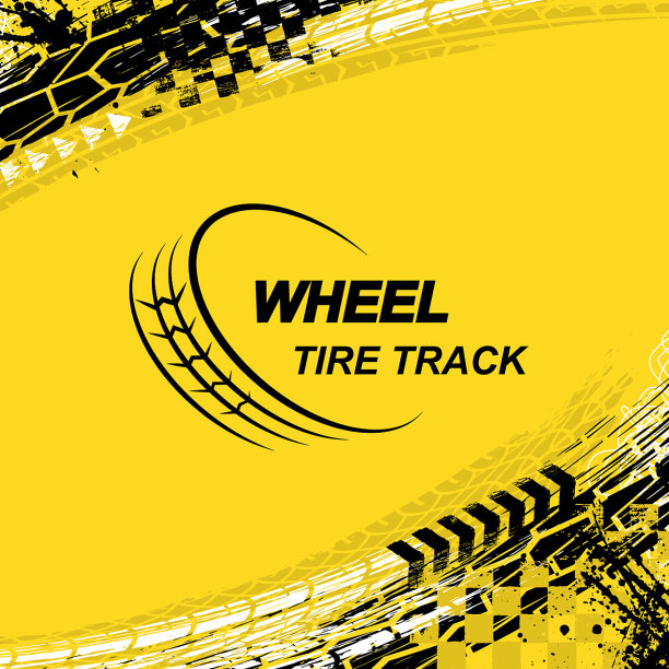 车轮轮胎轨迹黄色背景图片下载