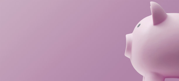 可爱的小猪银行横幅与拷贝空间图片下载