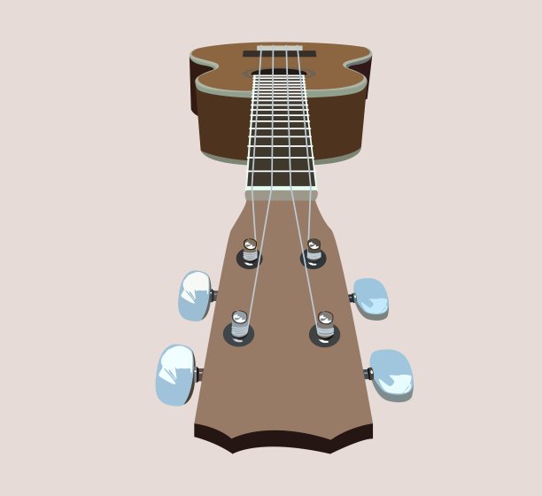 尤克里里从高处看，孤立在明亮的背景上图片下载