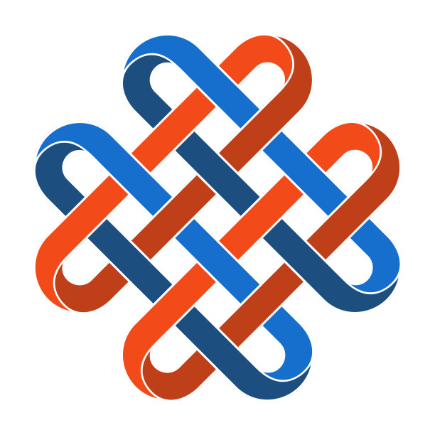 四所罗门结的交叉颜色莫比乌斯条纹。古老的传统装饰符号。图片下载