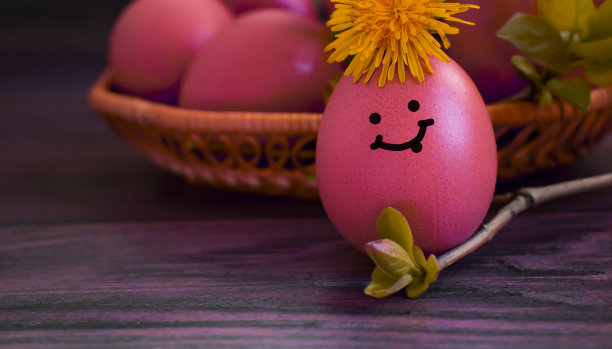 卡通蛋复活节，花，背景图片下载