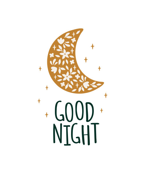 晚安手绘矢量排版海报。图片下载