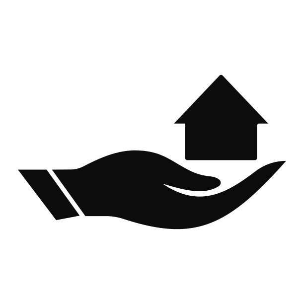 手工家居标志设计。Home logo与手概念向量。手和家标志设计图片下载