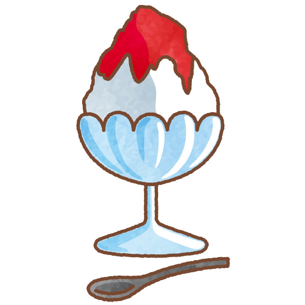 水彩风格草莓刨冰插图图片下载