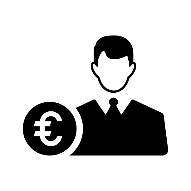 银行家、欧元金融家的偶像。黑色的矢量图形。图片下载