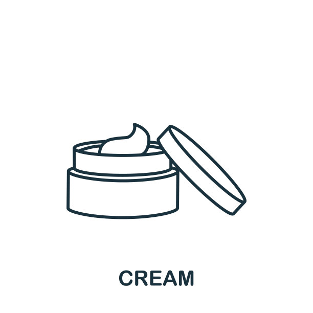 化妆品和美容系列的奶油图标。简单的线条元素奶油符号的模板，网页设计和信息图形图片下载