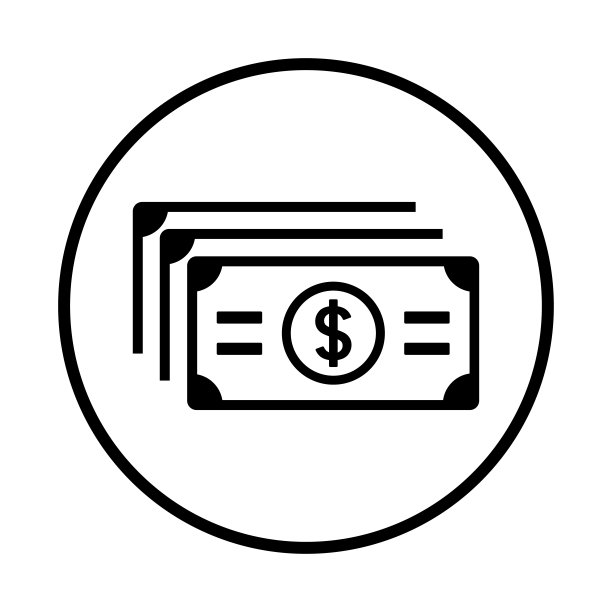 现金、货币、美元纸币图标黑色矢量图形图片下载