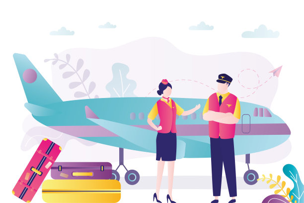 机长与空中小姐讨论即将到来的航班。机组人员在飞机附近穿着制服图片下载