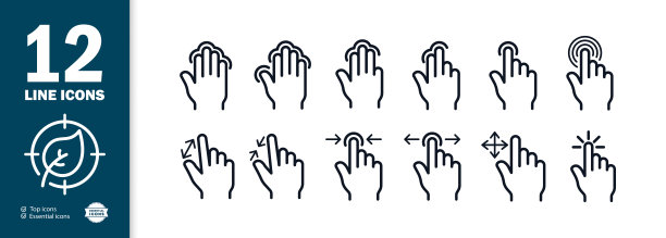 手的图标。增加和减少。手指。手的运动。手的姿势。手势动作。智能控制，响应速度快。指纹。向量eps 10图片下载