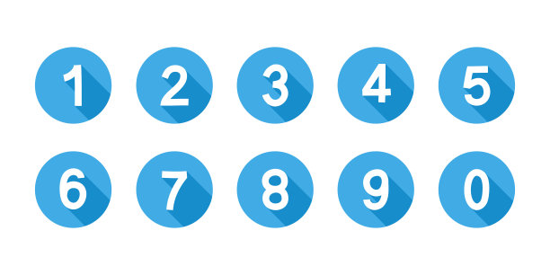 数字图标设置在白色背景。图片下载