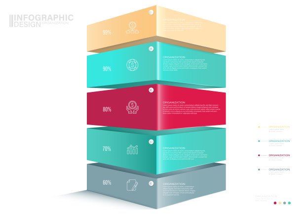 演示矢量信息图表模板5步股票插图信息图表，列表，图标，成功图片下载