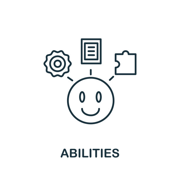 技能图标从声誉管理收集。简单的线元素能力符号的模板，网页设计和信息图形图片下载