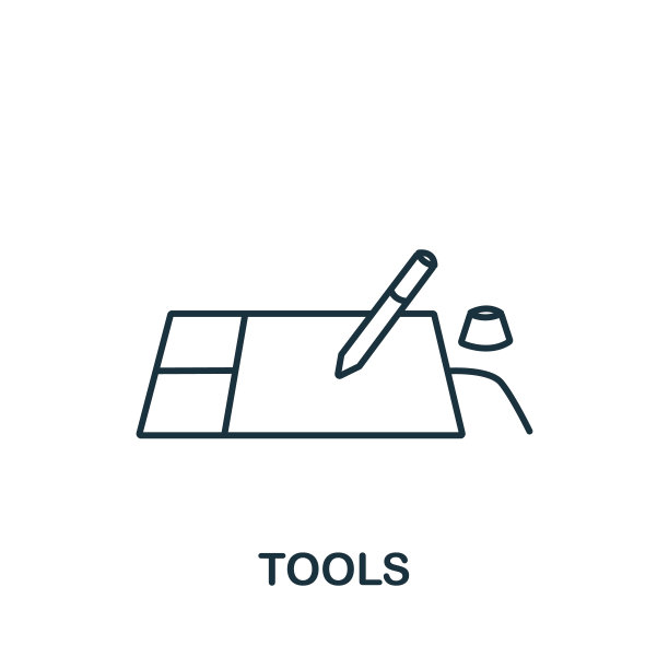 工具图标。简单的线元素工具符号模板，网页设计和信息图图片下载