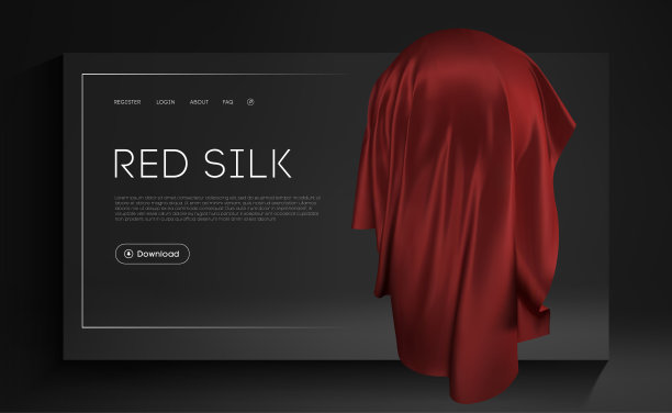 网红丝绸球现实封面设计。红色时尚的背景。现实的3d对象矢量插图EPS 10图片下载