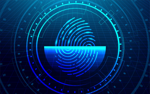 指纹扫描仪。网络安全、技术识别概念。未来的技术背景。矢量插图。图片下载