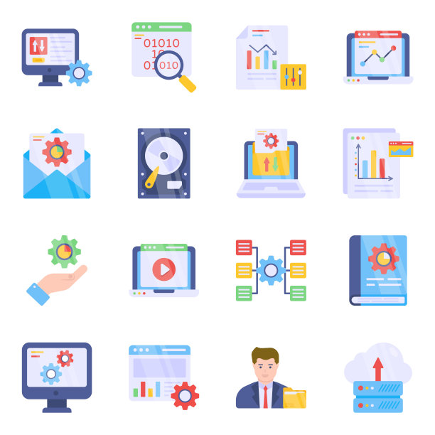 商业管理扁平图标包图片下载