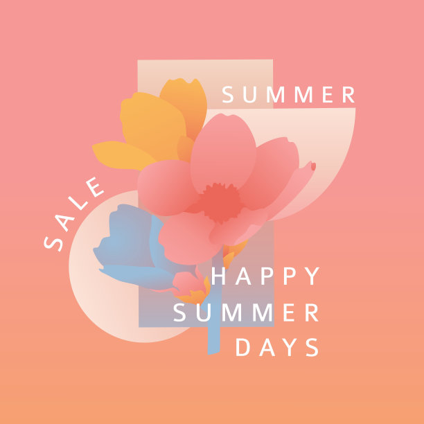 现代设计夏季横幅。邀请在极简主义风格的春天植物，树叶，几何形式。向量图片下载