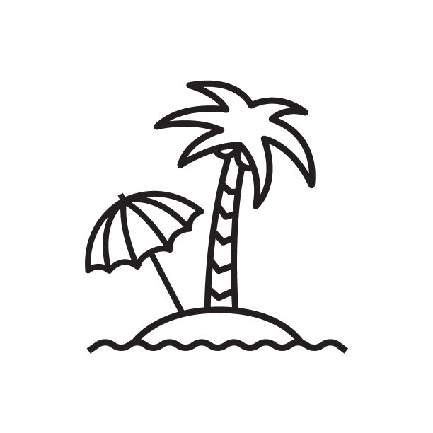 暑假图标。沙滩上的棕榈树。平面设计中的矢量插图。图片下载