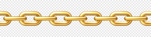 现实镀金无缝金属链与金色链接在方格背景。矢量插图。图片下载