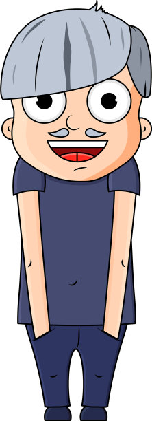 可爱的卡通小爷爷有着快乐的情绪图片下载