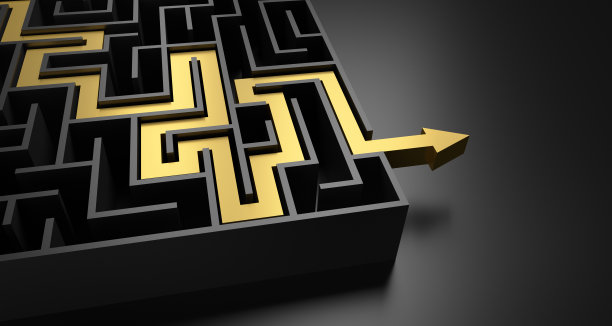 黑暗的迷宫，金色的道路图片下载