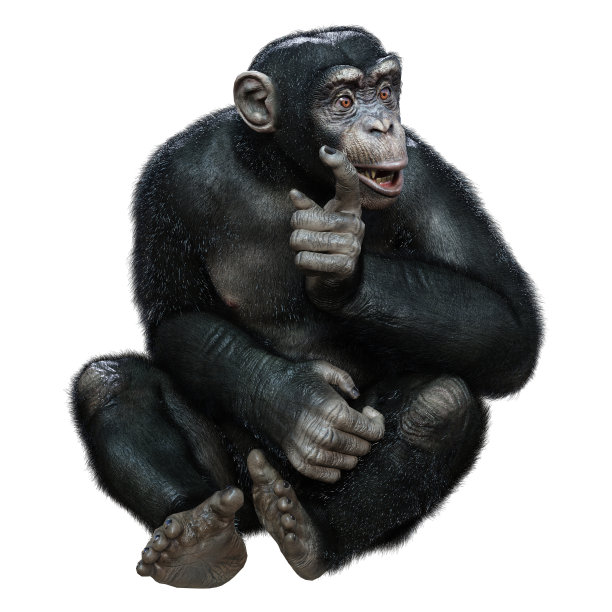 3D渲染白色黑猩猩图片下载
