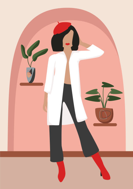 海报与抽象的女孩在一件白大褂图片下载