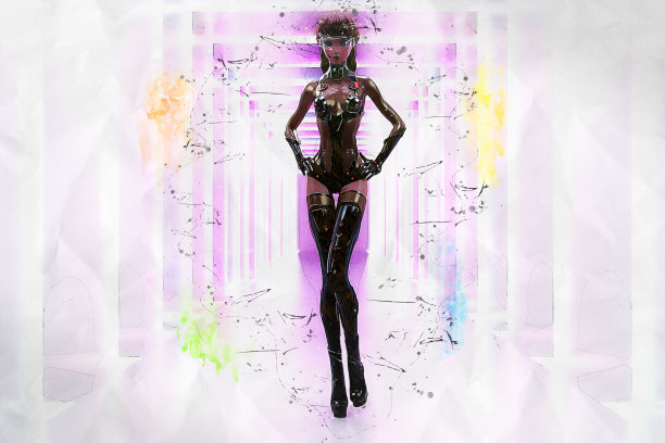 科幻场景的艺术3D插图图片下载