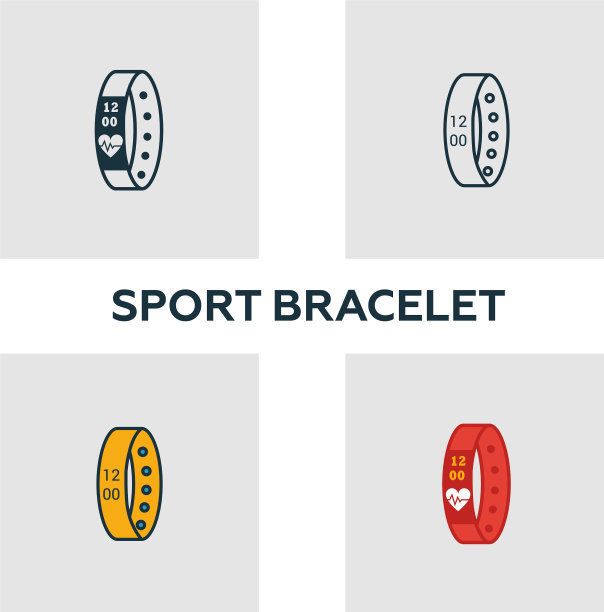 运动手环图标设置在四个不同元素中图片下载