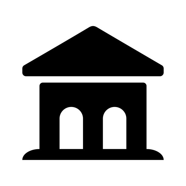 银行大厦，金融中心图标。黑色的矢量图形。图片下载