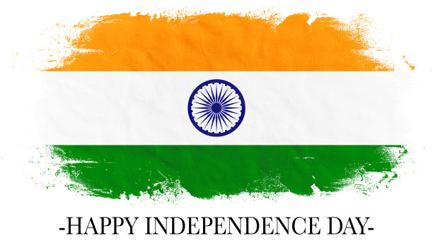 印度8月15日独立日背景横幅图案模板插图-抽象笔刷油漆刷溅在印度国旗的颜色，孤立在白色纹理图片下载