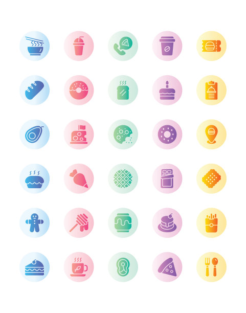 食品图标设置30孤立在白色背景图片下载