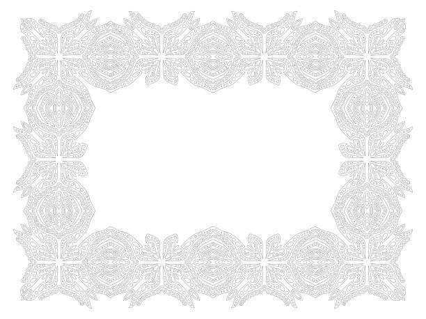 线条艺术着色书与华丽的框架图片下载