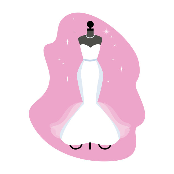 结婚礼服。时尚的白色长袍上的人体模型。新娘服装。向量。图片下载