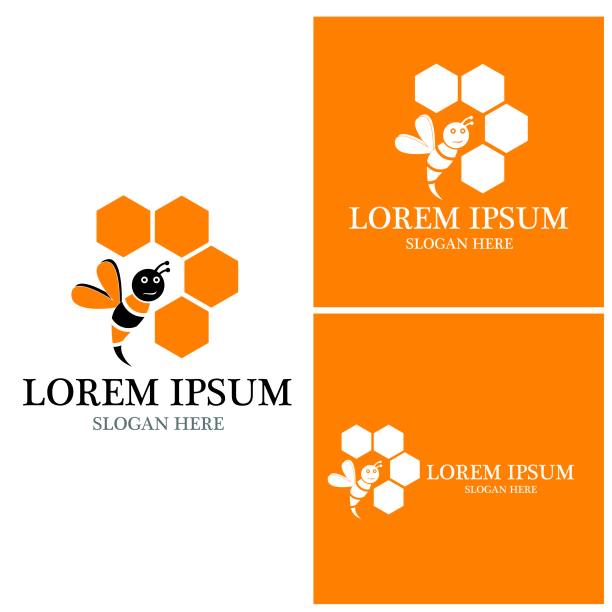 蜜蜂标志矢量模板插图图片下载