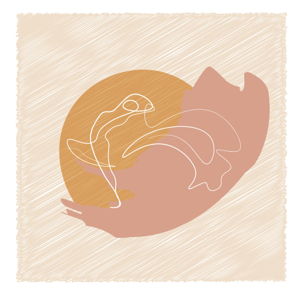 自由是一种概念性的连续抽象线条艺术，一个表达自由运动的女士，白色的线性素描孤立在色彩斑斓的背景上。矢量插图。图片下载