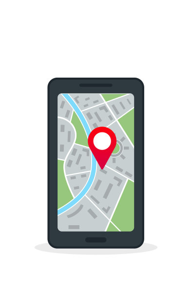 黑色智能手机，有城市地图导航和GPS图片下载