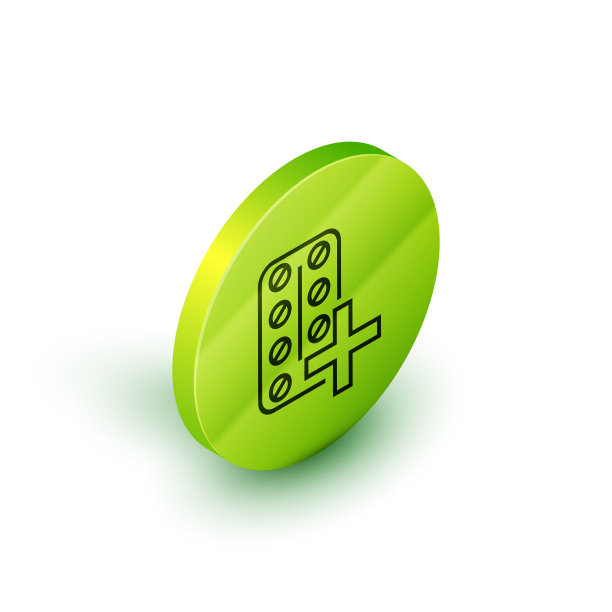 等距线药丸在吸塑包装图标孤立图片下载