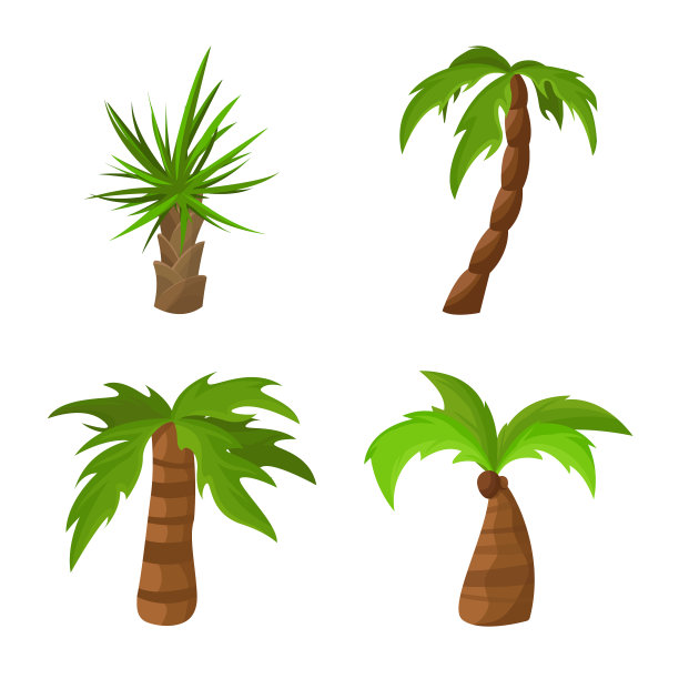 孤立对象树和滩的符号集图片下载