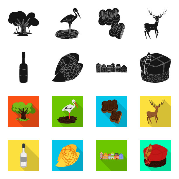 孤立的对象传统和旅游标志集图片下载