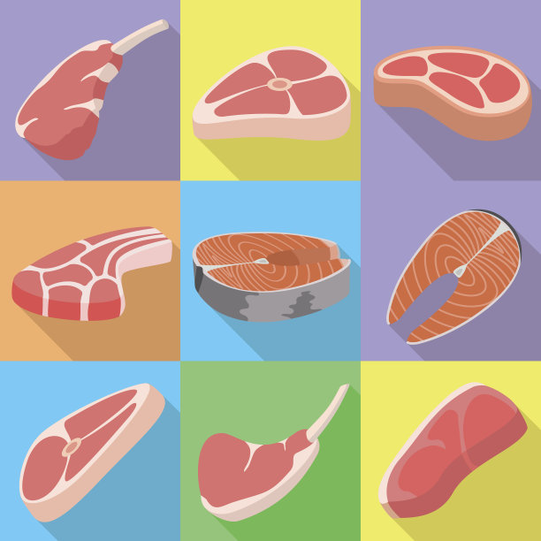 生牛排图标设置平的风格图片下载