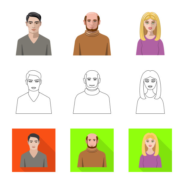 孤立对象发型和职业标志图片下载